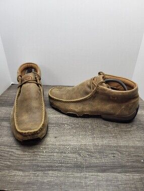 Twisted X Moccasin Chukka Driving Shoes Mens Size 10 M Brown Leather Boots